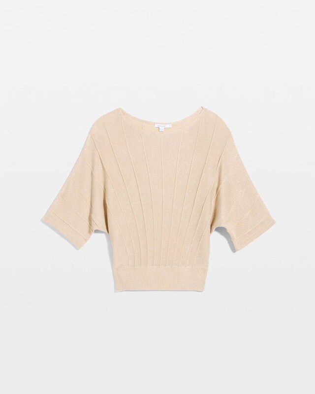 Metallic Pleated Dolman Pullover Sweater - image 5
